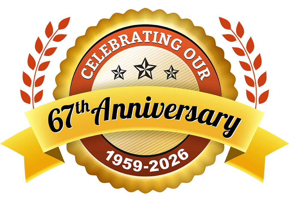 Celebrating our 67th Anniversary. 1956 - 2026.